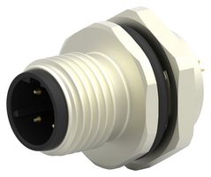 T4132512041-000 - Sensor Connector, M12, Male, 4 Positions, Solder Pin, Straight Panel Mount - TE CONNECTIVITY