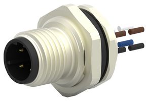 T4171010504-001 - Sensor Cable, D Coded, M12 Plug, Free End, 4 Positions, 200 mm, 7.87 " - TE CONNECTIVITY