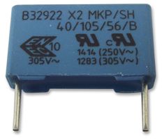 B32922C3104K000 - Safety Capacitor, Metallized PP, Radial Box - 2 Pin, 0.1 µF, ± 10%, X2, Through Hole - EPCOS