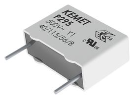 P295BJ222K500A - Safety Capacitor, Metallized Paper, Radial Box - 2 Pin, 2200 pF, ± 10%, Y1, Through Hole - KEMET