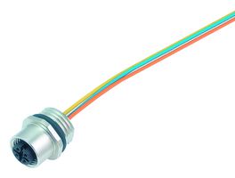 76-0236-0011-00404-0200 - Sensor Cable, M12 Receptacle, Free End, 4 Positions, 200 mm, 7.9 ", 825/876 - BINDER