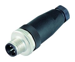 99-0437-12-05 - Sensor Connector, 713 Series, M12, Male, 5 Positions, Screw Pin, Straight Cable Mount - BINDER
