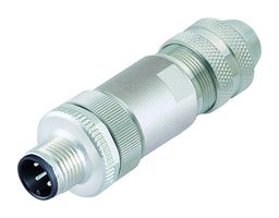 99-1429-812-04 - Sensor Connector, 713 Series, M12, Male, 4 Positions, Screw Pin, Straight Cable Mount - BINDER
