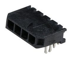 43650-0410 - Pin Header, Power, 3 mm, 1 Rows, 4 Contacts, Surface Mount Right Angle, Micro-Fit 3.0 43650 - MOLEX