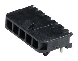 43650-0502 - Pin Header, Power, 3 mm, 1 Rows, 5 Contacts, Through Hole Right Angle, Micro-Fit 3.0 43650 - MOLEX