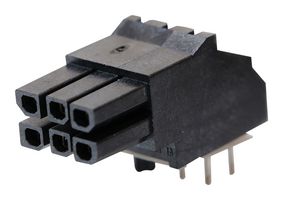 44764-0601 - PCB Receptacle, Board-to-Board, 3 mm, 2 Rows, 6 Contacts, Through Hole Mount Right Angle - MOLEX
