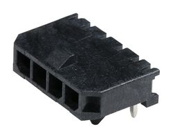43650-0402 - Pin Header, Power, 3 mm, 1 Rows, 4 Contacts, Through Hole Right Angle, Micro-Fit 3.0 43650 - MOLEX