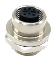 MPM12-SSS-5ARP - Sensor Connector, M12, Female, 5 Positions, Solder Socket, Straight Panel Mount - MULTICOMP PRO