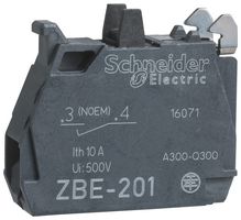 ZBE201 - Contact Block, SPST - NO, Screw Clamp, 1 Pole, 6 A, 120 V - SCHNEIDER ELECTRIC