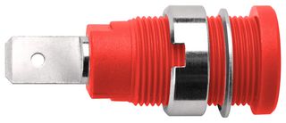 SEB 7080 NI / RT - Banana Test Connector, Jack, Panel Mount, 24 A, 1 kV, Nickel Plated Contacts, Red - SCHUTZINGER