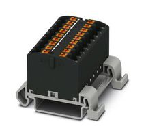 PTFIX 18X2,5-NS35A BK - Panel Mount Barrier Terminal Block, Black, NS35, 24 A, 690 V, 18 Pole, Push In, 12 AWG - PHOENIX CONTACT