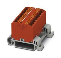 PTFIX 18X2,5-NS35A RD - Panel Mount Barrier Terminal Block, Red, NS35, 24 A, 690 V, 18 Pole, Push In, 12 AWG - PHOENIX CONTACT