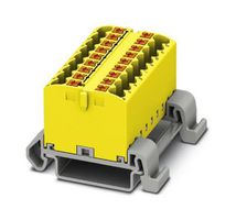 PTFIX 18X2,5-NS35A YE - Panel Mount Barrier Terminal Block, Yellow, NS35, 24 A, 690 V, 18 Pole, Push In, 12 AWG - PHOENIX CONTACT