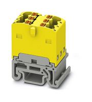 PTFIX 6X1,5-NS15A YE - Panel Mount Barrier Terminal Block, Yellow, 17.5 A, 500 V, 6 Pole, Push In, 14 AWG - PHOENIX CONTACT