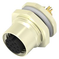 T4131012121-000 - Sensor Connector, M12, Female, 12 Positions, Solder Socket, Straight Panel Mount - TE CONNECTIVITY