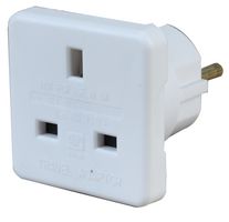 1518A WHT 2PK - UK to Europe Travel Adaptor, Twin Pack - PRO ELEC