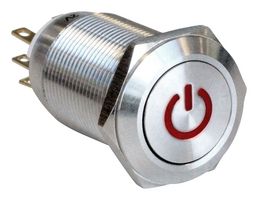 MPI005PTELSRD12 - Vandal Resistant Switch, MPI005, 19 mm, SPDT, Latching, Round - BULGIN LIMITED