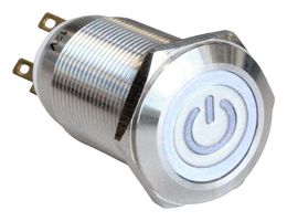 MPI005OTELSWH12 - Vandal Resistant Switch, MPI005, 19 mm, SPDT, Latching, Round - BULGIN LIMITED