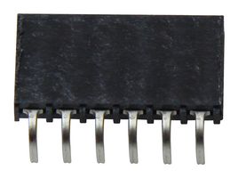 SSQ-106-02-T-S-RA - PCB Receptacle, Board-to-Board, 2.54 mm, 1 Rows, 6 Contacts, Through Hole Mount Right Angle, SSQ - SAMTEC