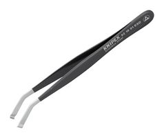 92 16 01 ESD - Tweezers, Positioning, ESD Safe, Bent, Curve, Flat, 120 mm, Stainless Steel - KNIPEX