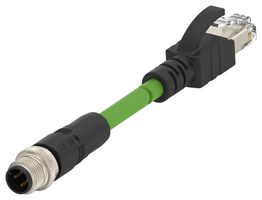 TCD14745101-005 - Sensor Cable, D-Code, M12 Plug, RJ45 Plug, 4 Positions, 5 m, 16.4 ft - TE CONNECTIVITY