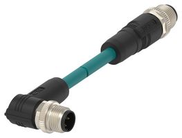TAD1483A201-001 - Sensor Cable, D-Code, M12 Plug, 90° M12 Plug, 4 Positions, 500 mm, 19.7 " - TE CONNECTIVITY