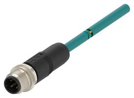 TAD2413A201-200 - Sensor Cable, D-Code, M12 Plug, Free End, 4 Positions, 20 m, 65.6 ft - TE CONNECTIVITY