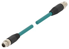 TAX3872A202-005 - Sensor Cable, X-Code, M12 Plug, M12 Plug, 8 Positions, 5 m, 16.4 ft - TE CONNECTIVITY