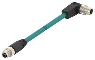 TAX3882A202-005 - Sensor Cable, X-Code, M12 Plug, 90° M12 Plug, 8 Positions, 5 m, 16.4 ft - TE CONNECTIVITY