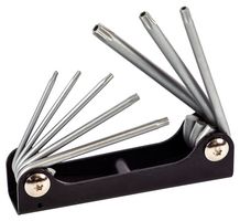 MP008584 - Hex Key Set, 8 Pieces, T9/T10/T15/T20/T25/T27/T30/T40 Metal Folding Tamper Star Keys - MULTICOMP PRO