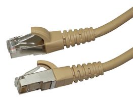 2996AS-0.3 - Ethernet Cable, Cat6a, 300 mm, 11.8", RJ45 Plug to RJ45 Plug, Beige - VIDEK
