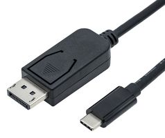11.04.5836 - Inter Series Adapter Cable Assembly, Type C USB 3.1 Plug to DisplayPort Plug, 6.6 ft, 2 m, Black - ROLINE