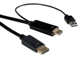 11.04.5991 - Inter Series Adapter Cable Assembly, DisplayPort Plug to HDMI Plug, 3.3 ft, 1 m, Black - ROLINE