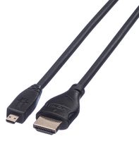 11.44.5581 - Audio / Video Cable Assembly, HDMI Type A Plug, Micro HDMI Type D Plug, 6.6 ft, 2 m, Black - ROLINE