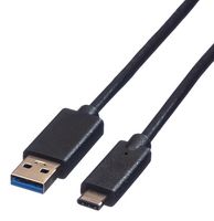 11.44.9010 - USB Cable, Type A Plug to Type C Plug, 500 mm, 19.7 ", USB 3.2, Black - ROLINE