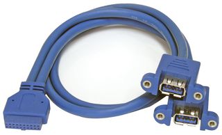 USB3SPNLAFHD - Computer Cable, USB 3.0 A Socket, Panel Mount, USB 3.0 Internal Connector, 19.7 ", 500 mm, Blue - STARTECH