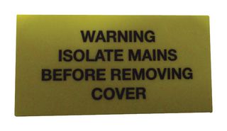MP009756 - Label, Self Adhesive, 38 mm, 19 mm, Vinyl, Warning Isolate Mains Before Removing Cover - MULTICOMP PRO