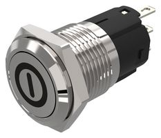 82-4151.1000.B001 - Vandal Resistant Switch, On/Off, 82 Series, 16 mm, SPDT, Momentary, Round Flat Flush, Natural - EAO