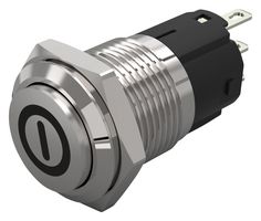 82-4161.1000.B001 - Vandal Resistant Switch, On/Off, 82 Series, 16 mm, SPDT, Momentary, Round Raised Flat Flush - EAO
