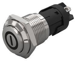 82-4162.1000.B001 - Vandal Resistant Switch, On/Off, 82 Series, 16 mm, SPDT, Momentary, Round Raised Flat Flush - EAO