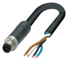 1425025 - Power Cable, L Coding, M12 Plug, Free End, 4 Positions, 1.5 m, Power Supplies - PHOENIX CONTACT