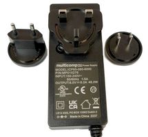 MP010276 - AC/DC Power Supply, Multihead UK, EUR and USA, 1 Output, 65 W, 8 VDC, 6 A - MULTICOMP PRO