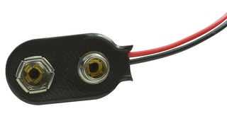 233 - Battery Contact, PP3 (9V), Wire Leads, Brass, Nickel Plated Contacts - KEYSTONE