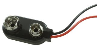 2239 - Battery Contact, PP3 (9V), Wire Leads, Phosphor Bronze, Nickel Plated Contacts - KEYSTONE