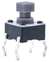TL1105SPF100Q - Tactile Switch, TL1105 Series, Top Actuated, Through Hole, Plunger for Cap, 100 gf, 50mA at 12VDC - E-SWITCH