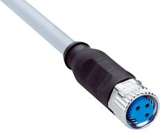 YF8U13-050VA1XLEAX - Sensor Cable, A Coded, M8 Receptacle, Free End, 3 Positions, 5 m, 16.4 ft - SICK