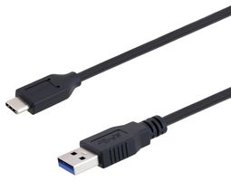 U3A00015-03M - USB Cable, Type A Plug to Type C Plug, 300 mm, 11.8 ", USB 3.0, Black - L-COM