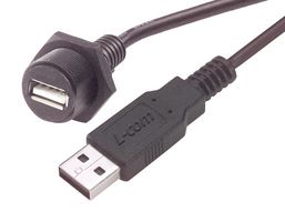 WPUSBAX-5M - USB Cable, Type A Plug to Type A Receptacle, 5 m, 16.4 ft, USB 2.0, Black - L-COM