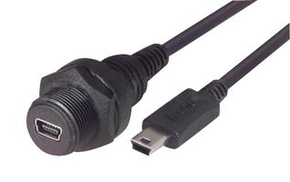 WPUSBMB5X-05M - USB Cable, Mini Type B Plug to Mini Type B Receptacle, 500 mm, 19.7 ", USB 2.0, Black - L-COM