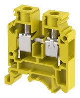 KUT10N / YELLOW - DIN Rail Mount Terminal Block, Feed Thru, 2 Ways, 16 AWG, 6 AWG, 10 mm², Screw, 63 A - ELKAY